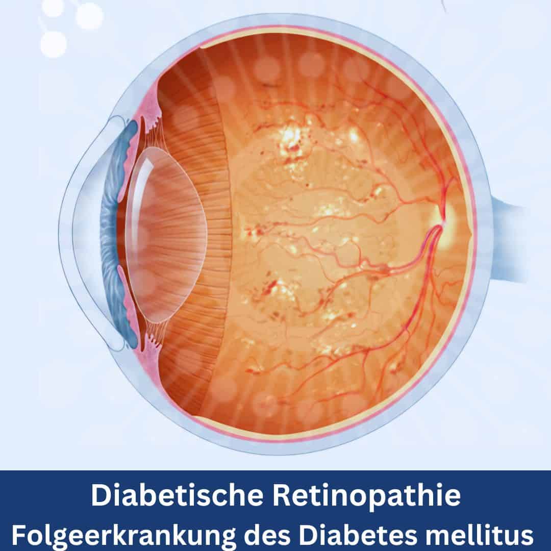 Augenbild zeigt diabetische Retinopathie bei Diabetes mellitus.